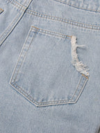 Vintage Light Blue Washed High-waisted Tooling Jeans For Women