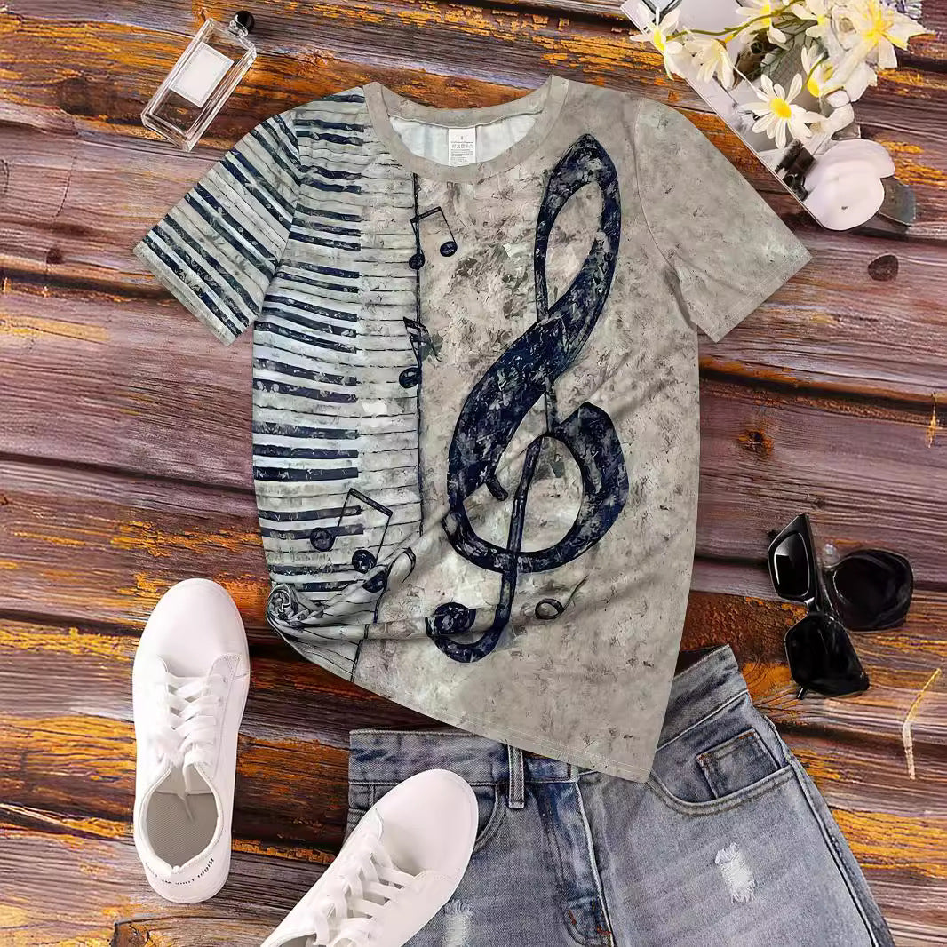 Digital Printing Note Short-sleeved T-shirt