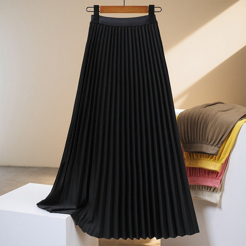 Women's Solid Color Fashion Pleated High Waist Pleated Skirt