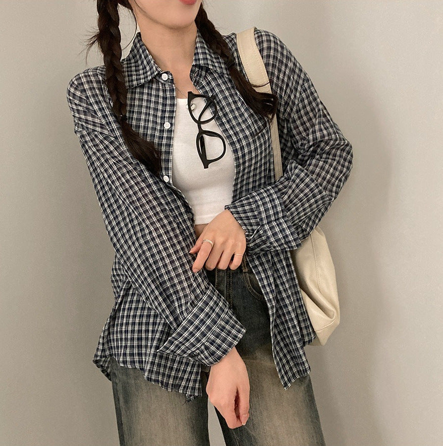 Women's Casual Loose Classic Plaid Fashion Shirt