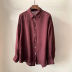 Vintage Tencel Linen Shirt Women's Loose Casual Long Sleeves Top