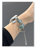 Crystal String Beads Pendant Metal Strap